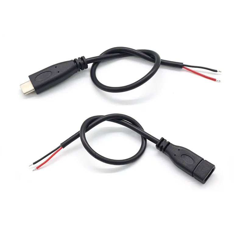 0.25M DIY Repair Welding Cable 2 Wire 4 Wires Type-C USB 2.0 Male Female Jack 4pin/2pin Type-C Male Extension Cable Connector
