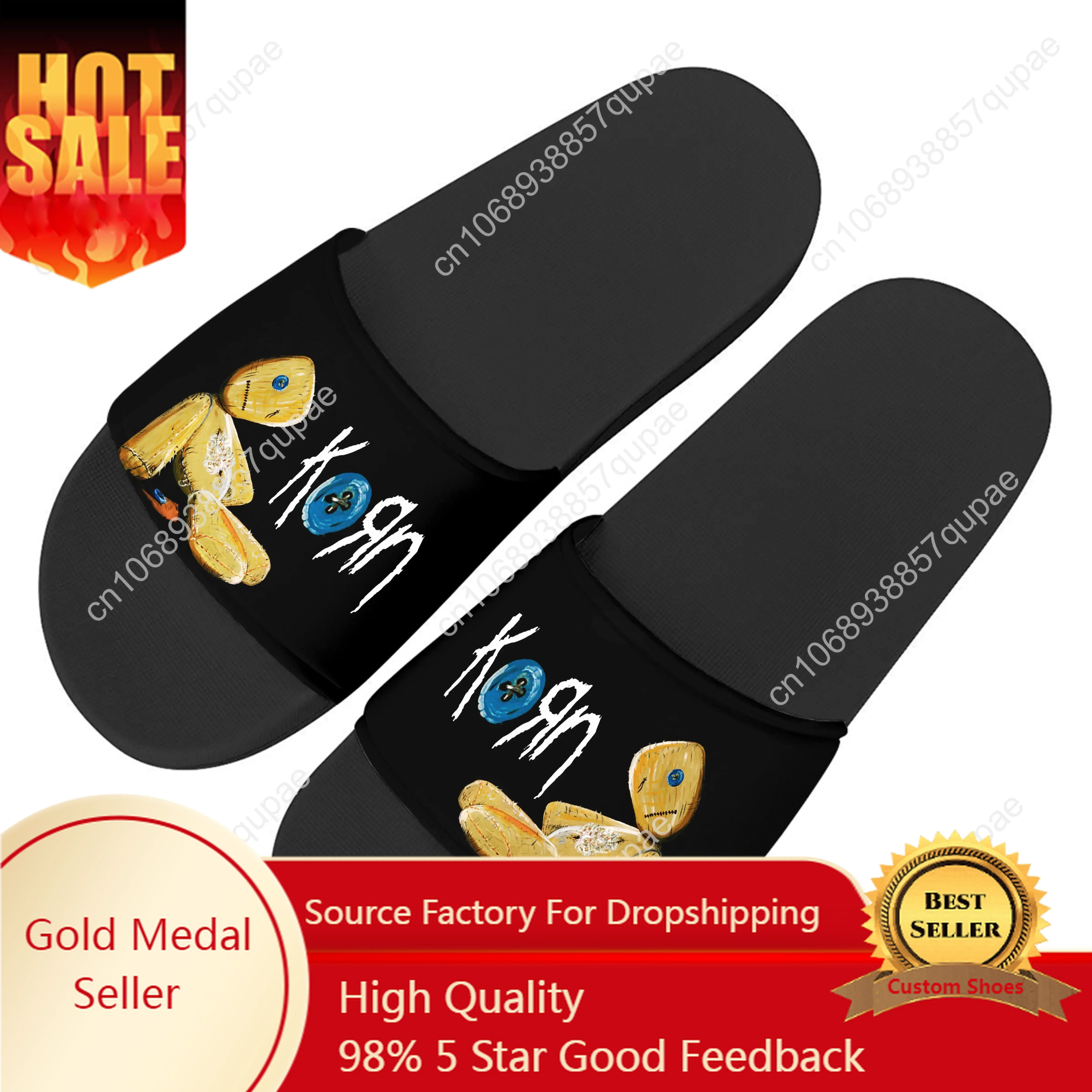 

Korn Rock Band Slippers Home Water Shoes Rock Singer Men Women Teenagers Beach Pool Sandals High Quality Custom Summer Slipper