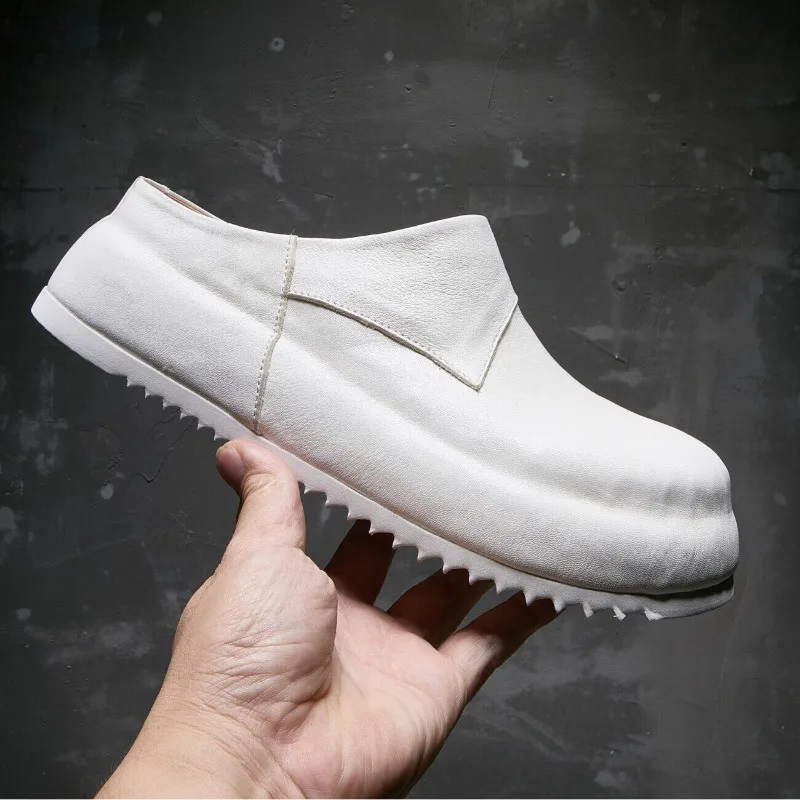 Designer Luxury Genuine Leather Slip on Slippers Men's Loafers Work Walking Casual Leather Shoes Male Outdoor Flats Mules view 5