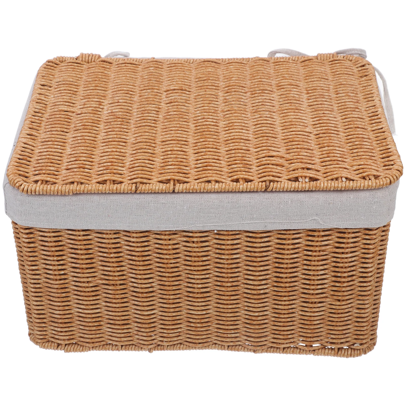 

Multi Purpose Woven Storage Box Rattan Magazine Rack with Cover Large Capacity Basket for Fruit Clothing Home Organization Decor