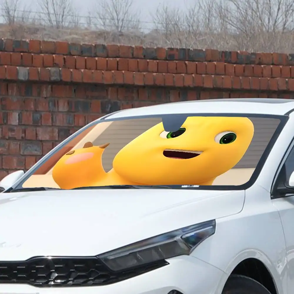 Cute Milk Dragon N-Nailong Car SunShade Windscreen Front Window Visor 70x130cm Sun Visor Solar Protect Plaid Gift Novelty Car - view 3