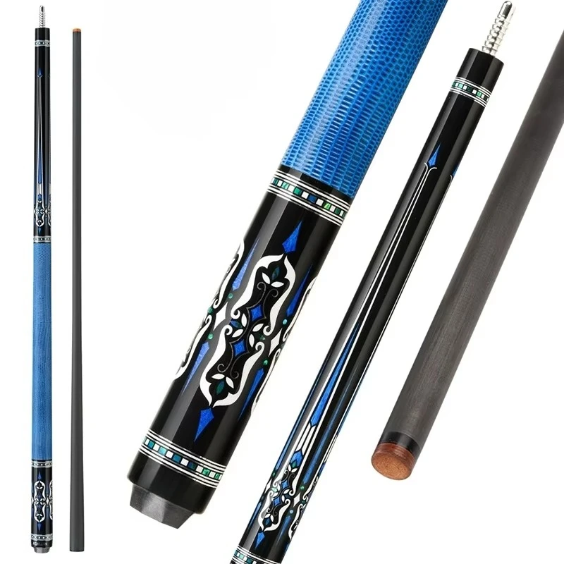 

Stainless Steel Carbon Fiber Pool Cue 12.5mm Tip Professional Taper Cowhide Grip Leather Billiard Cue Stick