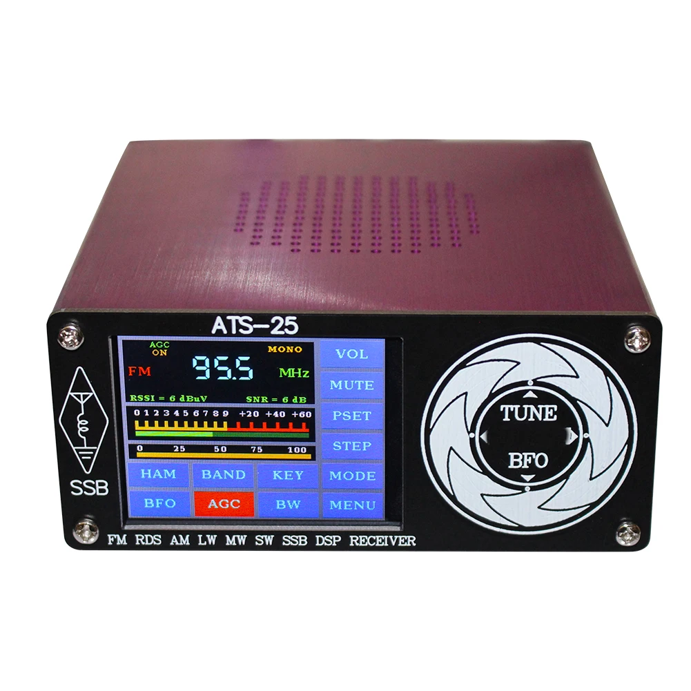 

ATS-25 Si4732 All-Band Radio Receiver FM LW MW SW SSB + 2.4" Touch LCD +Whip Antenna +Battery + USB Cable + Speaker +Touch Key