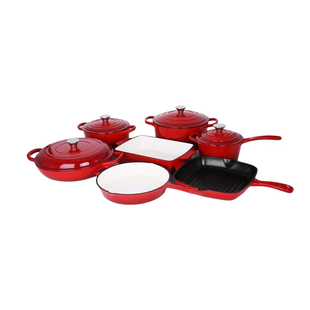 Custom Logo Mini Oval Sauce Cooking Pot Set Non-Stick Cast Iron Enamel Dutch Oven Induction Bottom Modern Metal Cookware