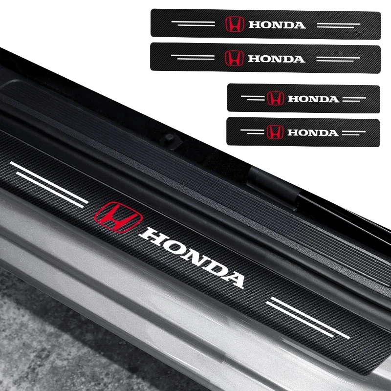 4pcs Car Door Sill Scuff Plate Decor Carbon Fiber Sticker For Honda Civic 10th 9th 8th 7th Gen 10 9 8 7 2006 2007 2008 2009 2010