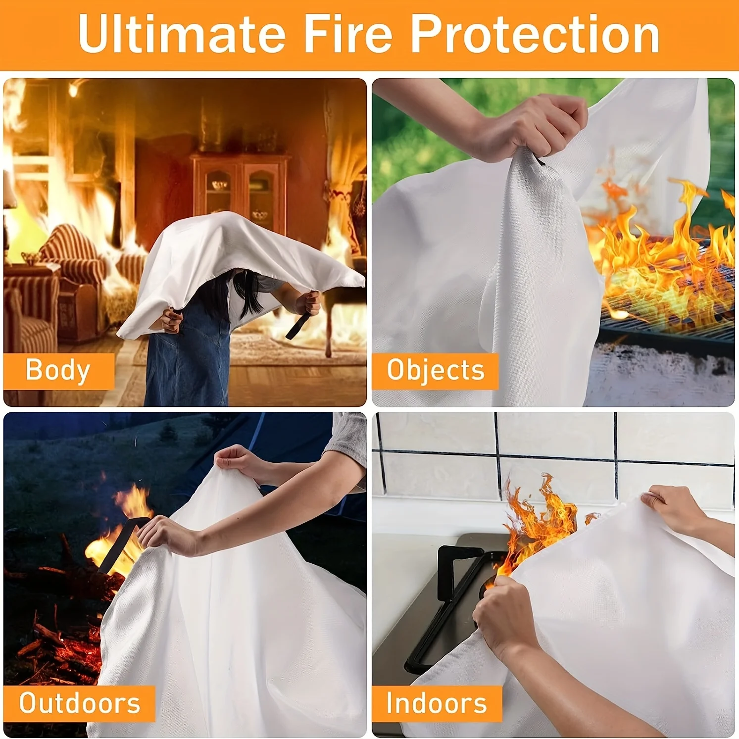 Fire Blanket, Emergency Fire Suppression Blanket for Home and Kitchen, Prepared Fiberglass Fire Blanket Hero Great for School, F