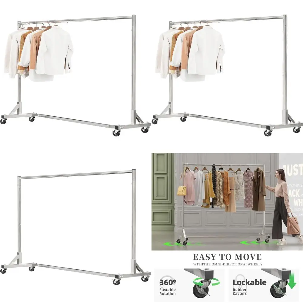 

Extra Long 70 Heavy-Duty Commercial Rolling Garment Rack, 450lb Capacity, Chrome Finish