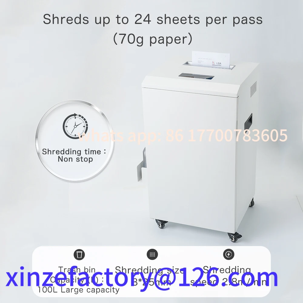 

Customizable Heavy Duty Industrial Automatic Fueling 100 Liters Cross Cut 24 Sheets A4 Shredder