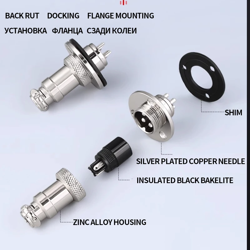 Aviation Plug Connector GX12 GX16 GX20 2 3 4 5 Pin Panel Metal Mount Circular Aviation Connector Adapter Male Female Plug Socket