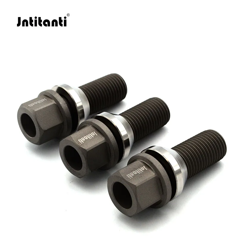 Jntitanti 10.9 Grade Gr.5 Titanium Alloy Ti-6Al-4V Floating Washer Wheel Titanium Bolts M12*1.5 M14*1.25*45forBMW, MINI etc