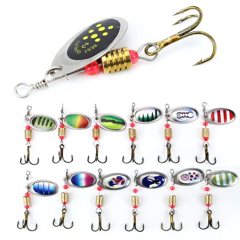 10 สี Peche Spinner เหยื่อตกปลา Wobblers CrankBaits Jig Shone โลหะเลื่อมปลาเทราท์ช้อนตะขอสําหรับปลาคาร์พตกปลา Pesca