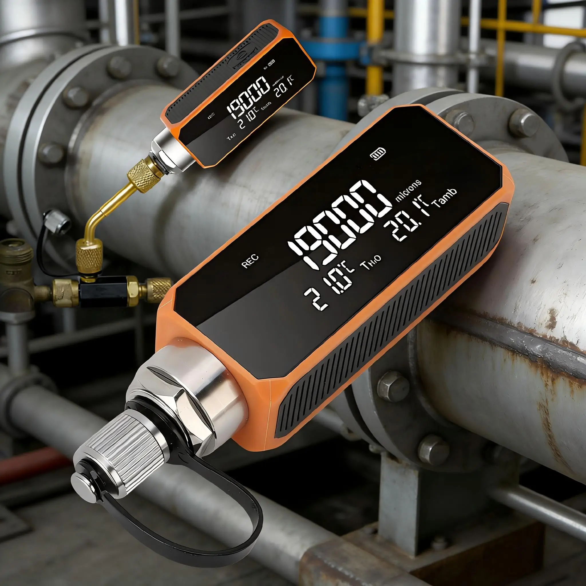 Wireless Digital Vacuum Gauge HVAC 0-19000 Micron Rechargeable Pressure Tester Meter Offline Recording Intelligent Monitoring