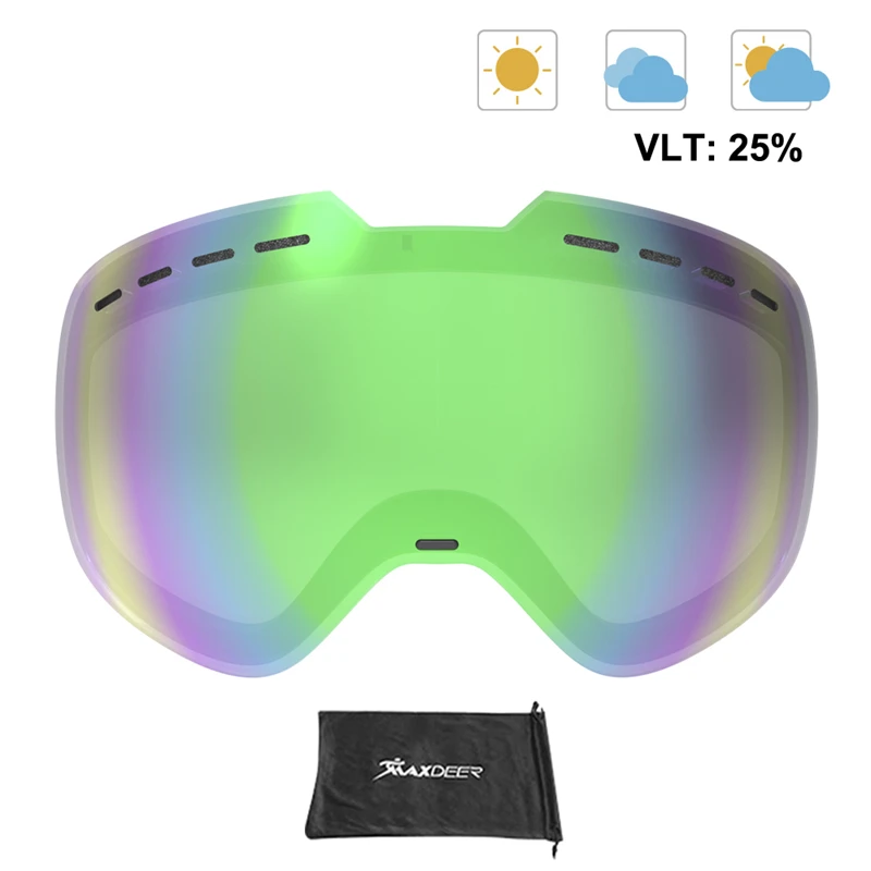 Ski brille Linse Doppels ch ichten Anti-Fog UV400 große kugelförmige Ski brille Schnee brille Linsen Snowboard Brillen Ersatz linse