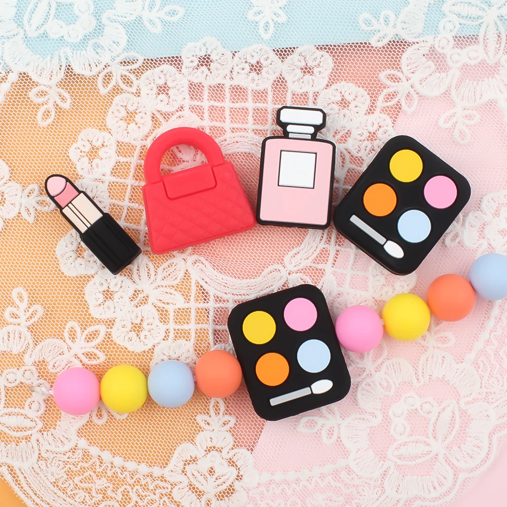 5/10pcs Focal Silicone Beads Valentine's Day Cute Heart Princess Makeup Beads for DIY KeyChain Pen Decor Jewelry Accessories