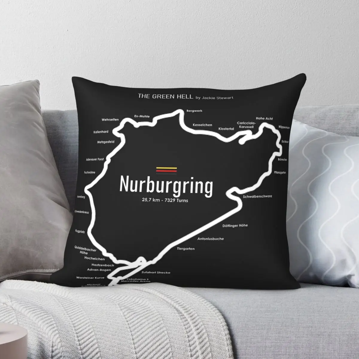 German Nurburgring Circuit Square Pillowcase Polyester Linen Velvet Pattern Zip Decor Throw Pillow Case Car Cushion Cover
