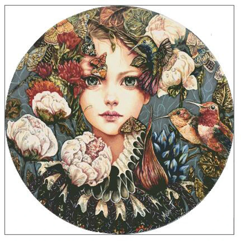 Gold Collection Counted Cross Stitch Kit Monica Little Girl And Bird Butterfly Flower