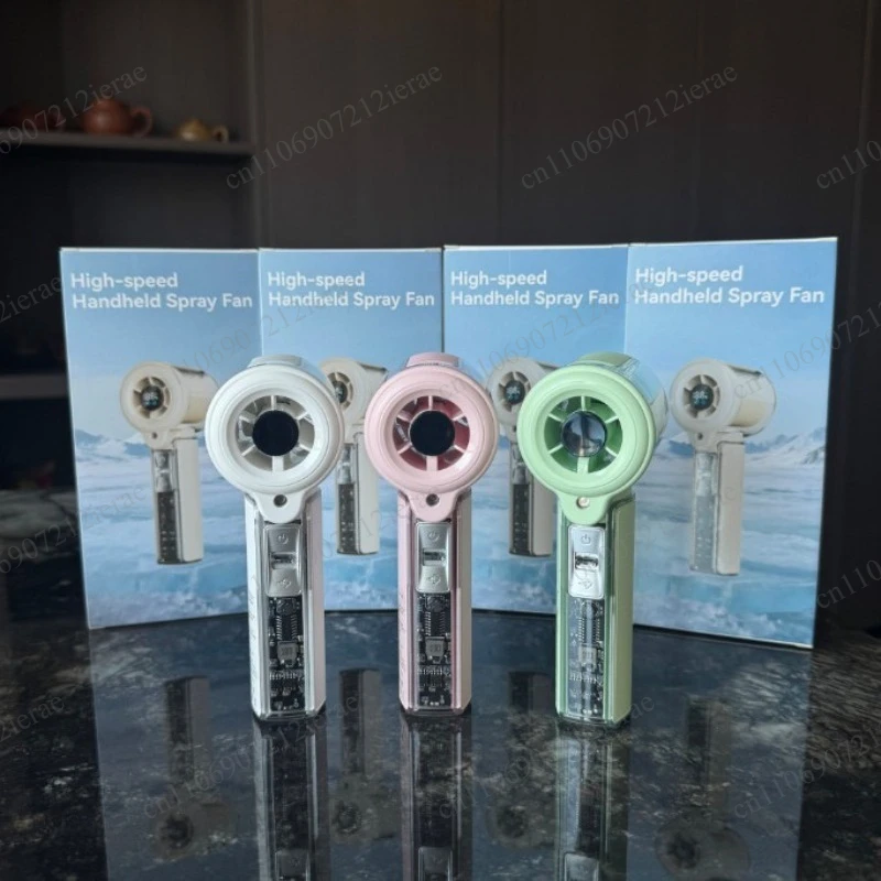 Mini Portable High-Speed Turbine Spray Fan Ice Cold Compress Hydrating Mist Fan Powerful Summer Personal Cooling Device