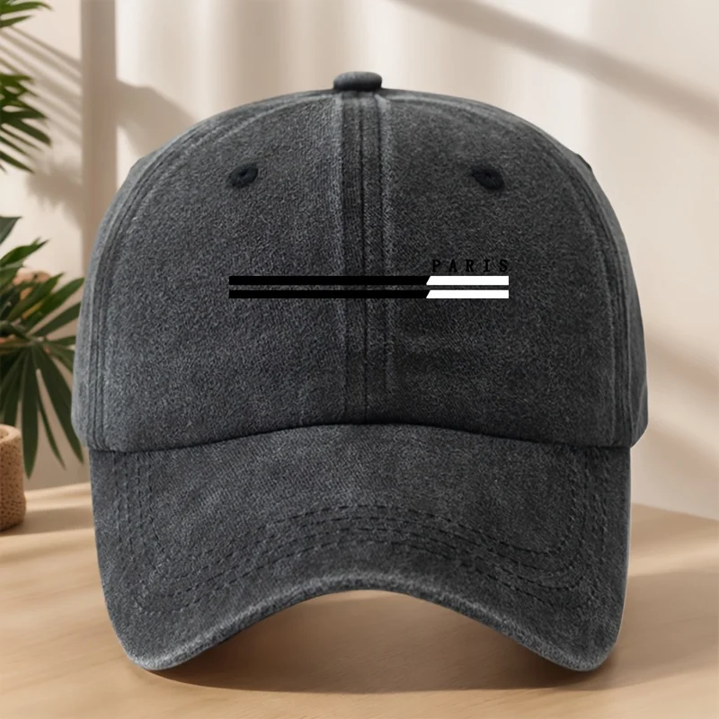

Paris Print Baseball Cap | Black White Line Design, Adjustable for Outdoor Sports & Casual