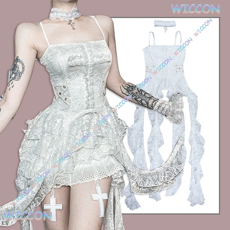

[MAGCOS]Gothic Harness Corset Lace Sweet Alternative Harajuku jirai kei Grid Elegant Sexy Tight Bandage Vintage Lolita Party Hal