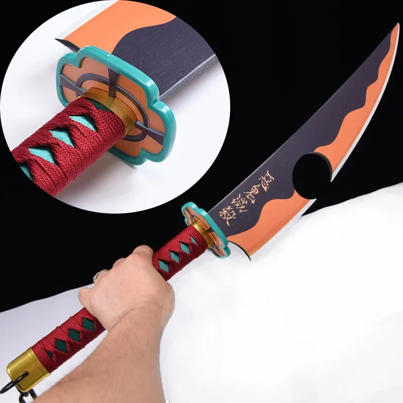 Demon Slayer Anime Arma para Meninos, Kamado Tanjirou, Nichirin Blade, Espada de Madeira Periférica, Cosplay Katana, Brinquedos Presentes, 103cm