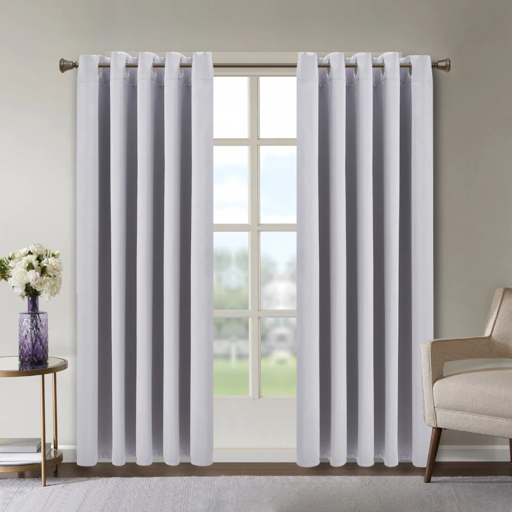 【Lifeideas】Solid Colour Grommet Top Polyester 100% Blackout Curtains Pair Home Decoration Windows Doors