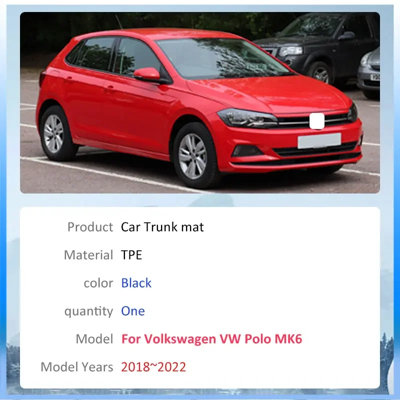 For Volkswagen VW Polo MK6 AW1 BZ1 AE1 2018~2022 TPE Material Auto Trunk Mat Rear Cargo Liner Waterproof Protector Storage Pad