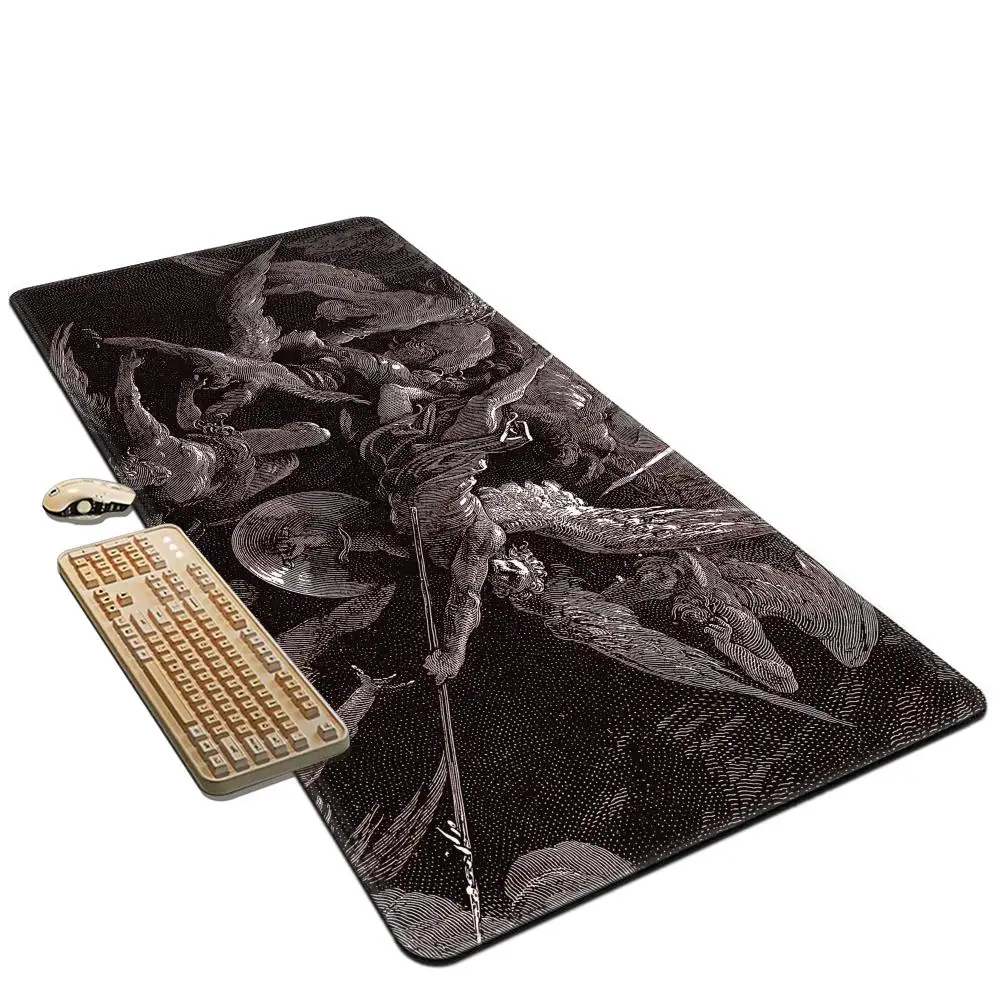 Gothic Desk Mat Hell Gustave Dore Large Mouse Pad Keyboard Mat Rubber Mouse Pad Computer Accessories Office Rug Mousepad Gamer
