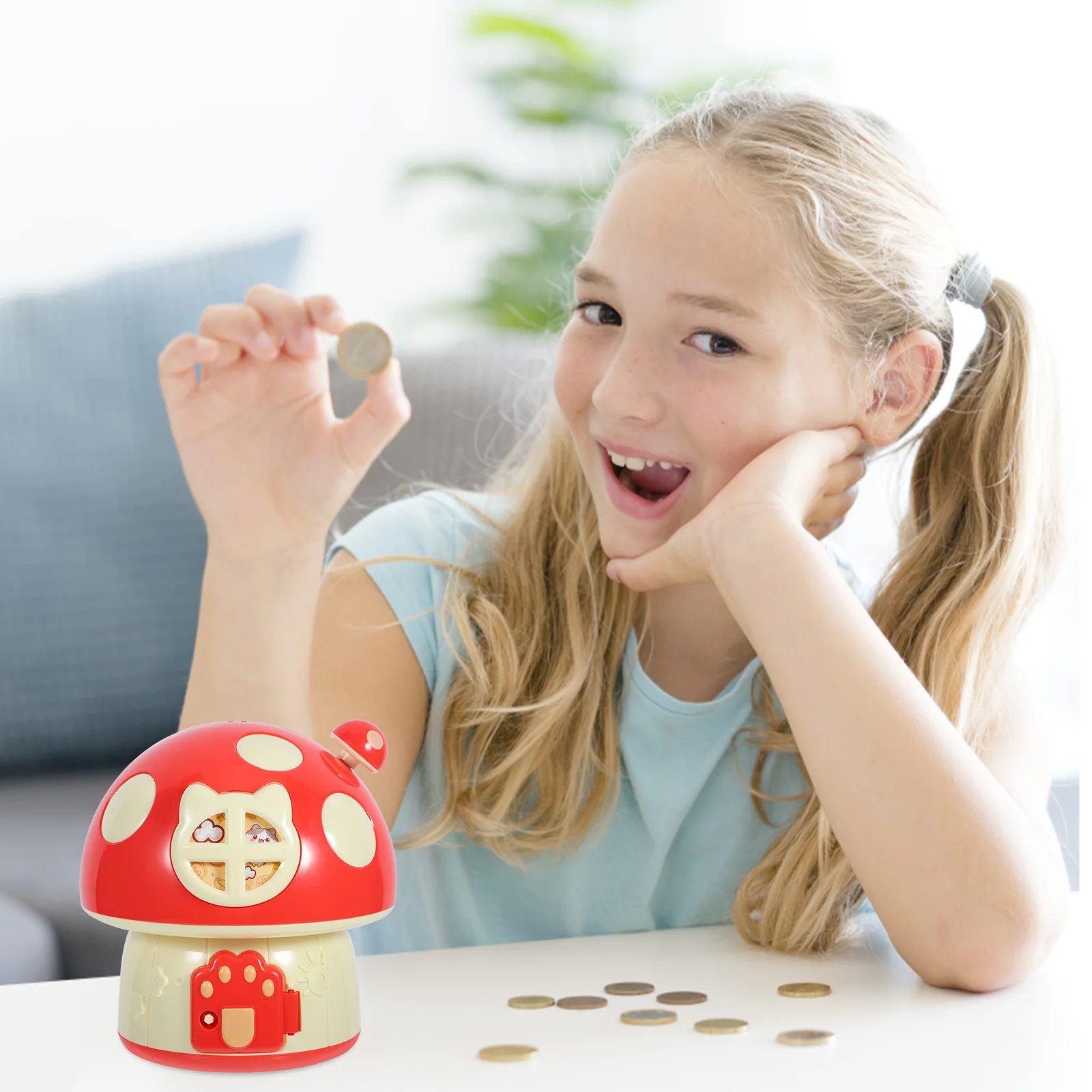 Paddestoel Spaarpot voor Meisjes Leuke Cartoon Geldpot Muntbesparende Doos Decoratieve Desktop Opslag Pot voor Kinderen Verjaardagscadeau