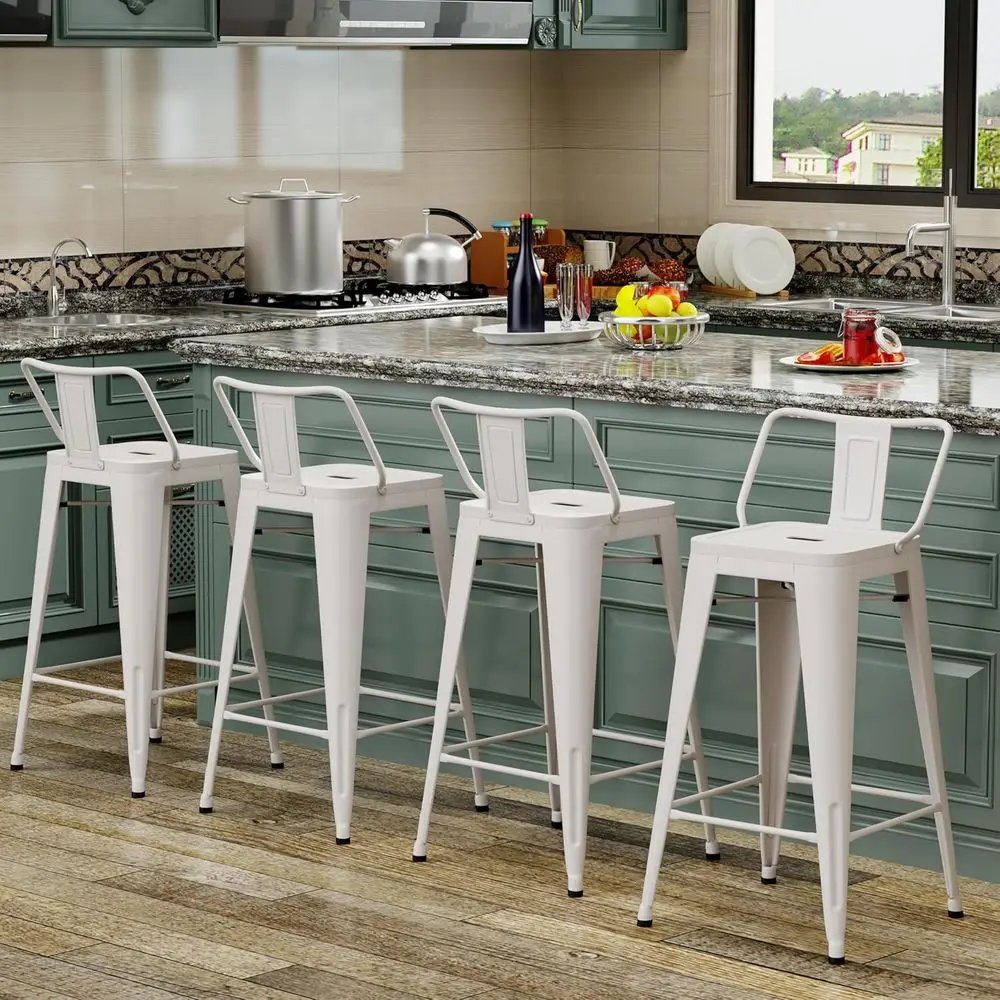 Metal Bar Stools Set o 4 Barstools Counter Height Bar Stools with Back Industrial Bar Stool Indoor Counter Stool Kitchen Island
