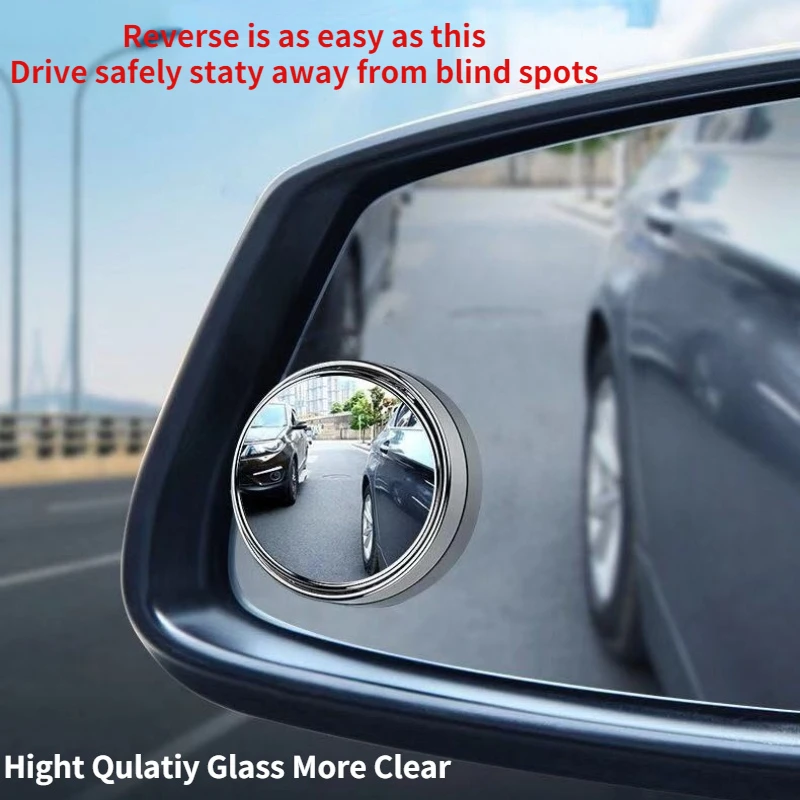 

2Pcs Car Small Round Frame Blind Spot Mirror Wide-angle 360 Degree Adjustable Clear Rearview Auxiliary Mirror Parking HD Mirrors