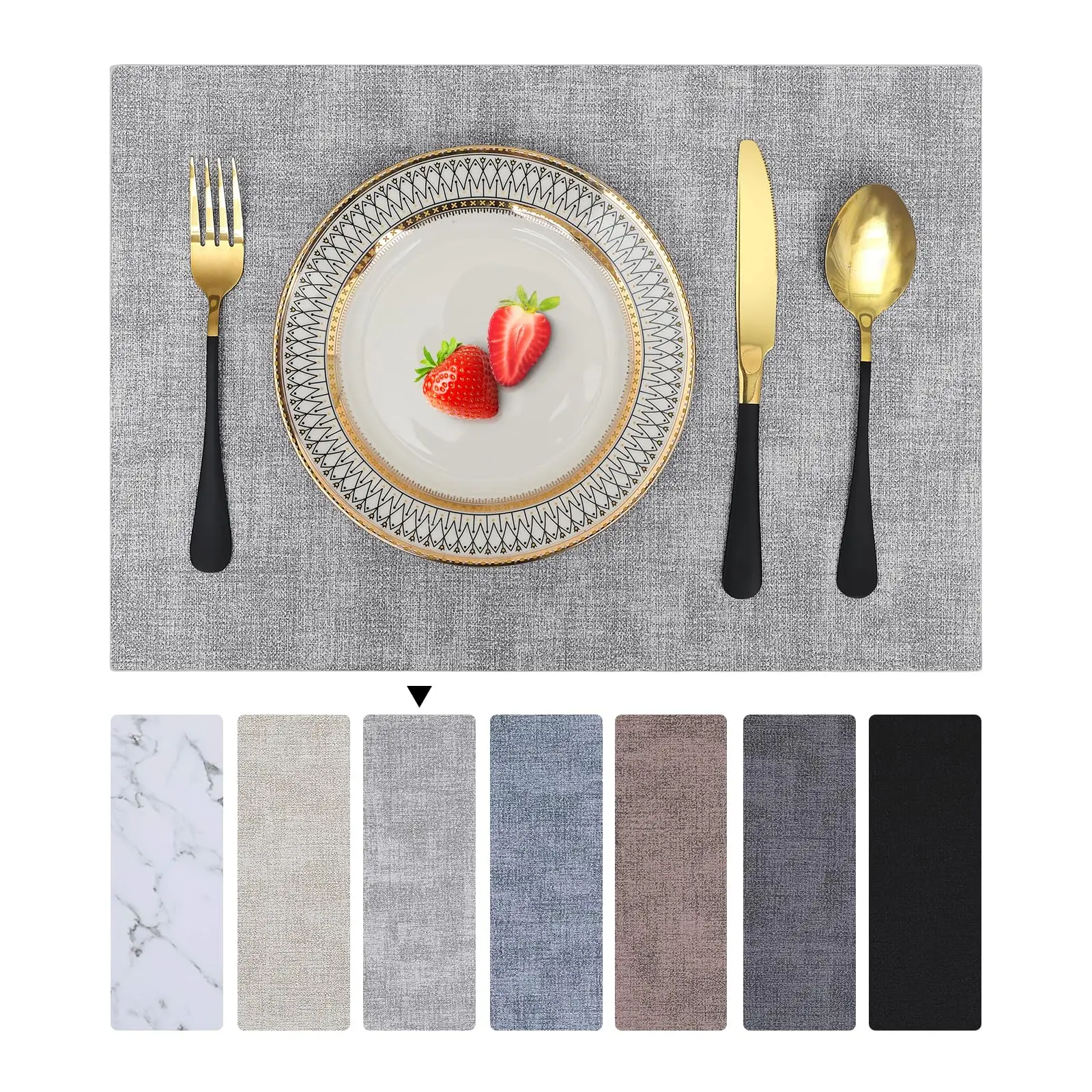 Kitinjoy Heat Resistant Placemats For Dining Table Faux Leather Waterproof Wipeable Washable PU Table Mats Easy Clean Place Mats