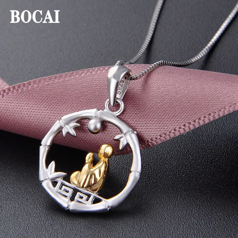 Bocai real s925 jóias de prata banhado a ouro buda selo retrato sânscrito seis caracteres mantra na moda mulher pingente presente high-end