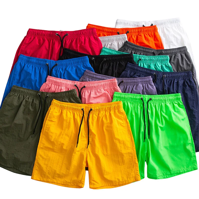 

Летние тонкие мужские пляжные быстросохнущие шорты для плавания, однотонные шорты-бермуды