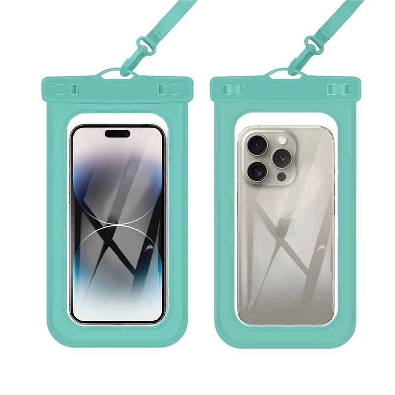 IPX8 PVC防水スマホポーチ、ストラップとカードパック付き、プレミアムクリアHD高感度タッチパネル、水泳用携帯電話バッグ
