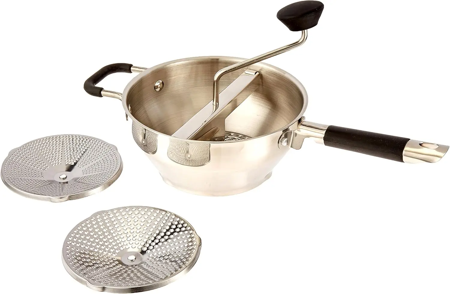 

Stainless Steel Food Mill with 3 Grinding Discs for Soups, Sauces, Purees - 17" x 8.25" x 3.75", Versatile Kitchen Tool