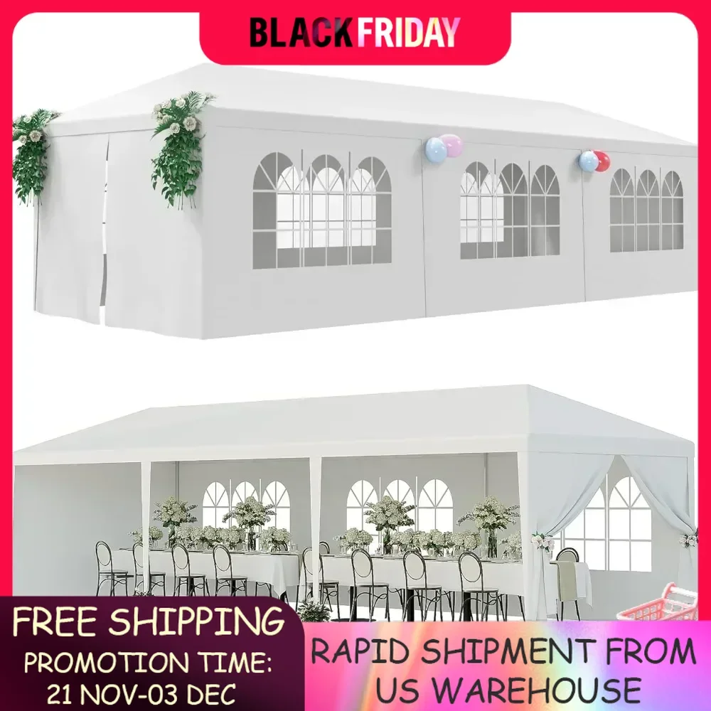 

10'x30' Outdoor Canopy Tent Patio Camping Gazebo Shelter Pavilion Cater Party Wedding BBQ Events Tent W/Removable Sidewalls