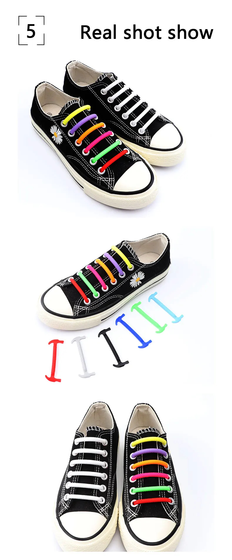 16 Pcs Silicone Semicircle Shoelaces Without Ties Elastic Laces Sneakers Men Women Colorful Casual Shoes Laces Lazy Accessories