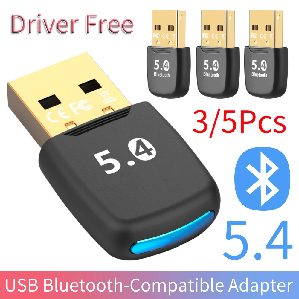 

3/5Pcs Driver Free Wireless BT5.4 Dongle Adapter Audio Transmitter Receiver USB Bluetooth Adapter for PC Laptop Wireless Speaker