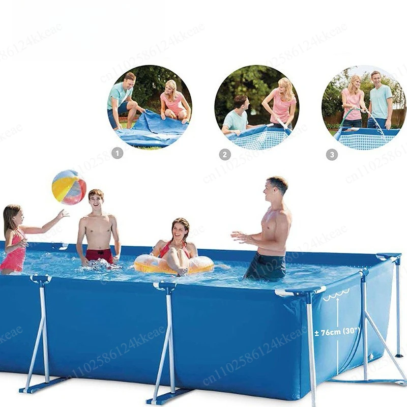 28274 Rectangle Pipe Rack Pool Set with Filter Pump 4.5M Family Rack Pool Playing Pool