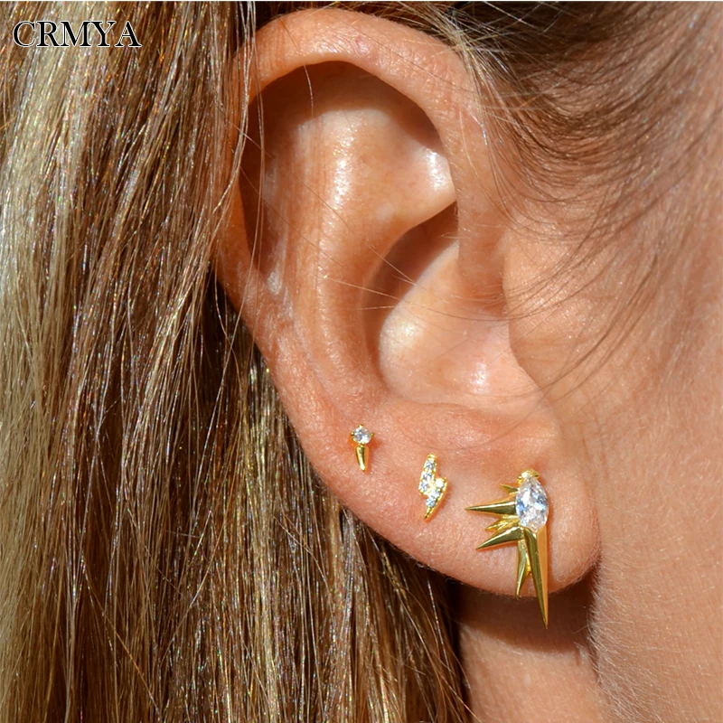 CRMYA-pendientes Piercing de color dorado y plateado para mujer, aretes con circonita cúbica y estrella para fiesta y boda, joyería al por mayor 2022