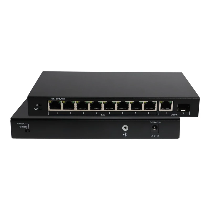 10 Port Gigabit PoE Switch With 8 PoE+ Metal Shell Desktop Or Wall Mounting 1 Gigabit Eth And 1 SFP Port POE Out USR-S1210P