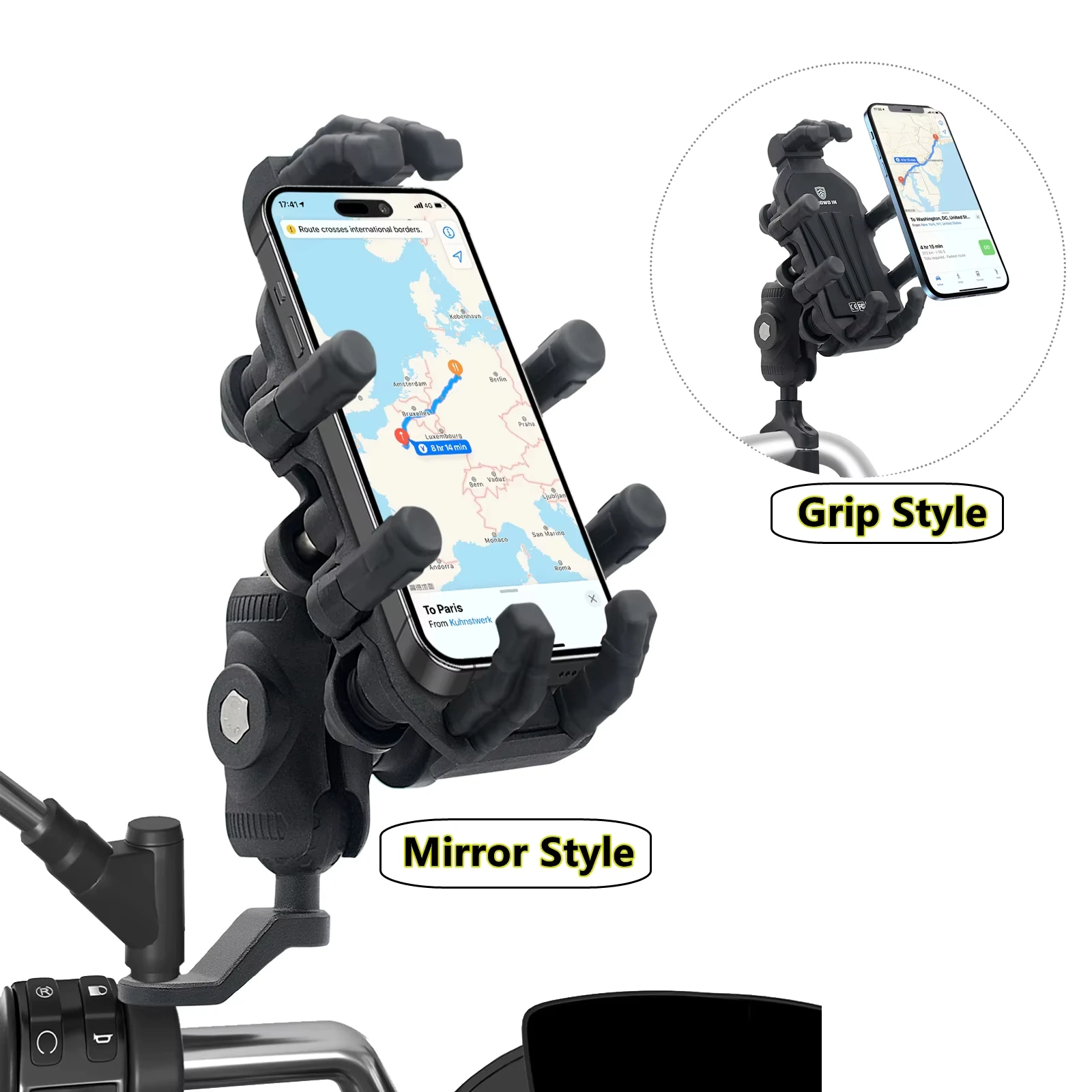 

Motorcycle Cell Phone Support Handlebar Mount Aluminum Antivibration Mobile Phone GPS Navigator Mirrors Holder Bike Bracket