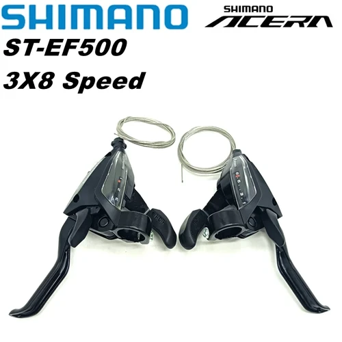 Imagen 2 del producto Shimano-palanca de cambios ST-EF500 para bicicleta de montaña, freno EZ FIRE PLUS, 21 velocidades, 24 velocidades, con ventana, 3s, 7s, 8s