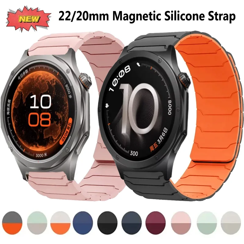 20/22 mm magnetisches Silikonarmband für OPPO Watch S X3 X2, atmungsaktives Armband für Oneplus Watch 4 Lite Amazfit Active Max-3/Bip Max