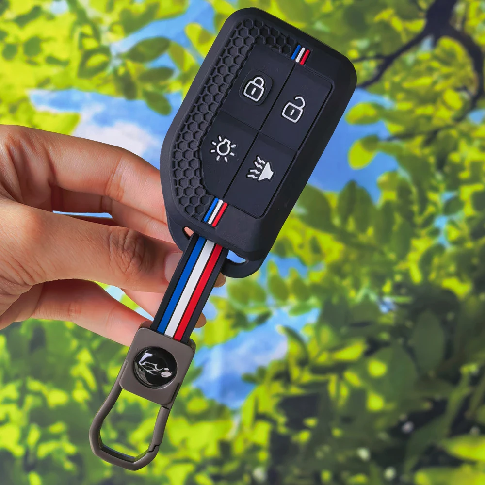 Durable Silicone Truck Key FobCase withKeychain,Racing Stripe Anti-scratch Protective Shell for Volvo New FM FH FH16 Tractor Van