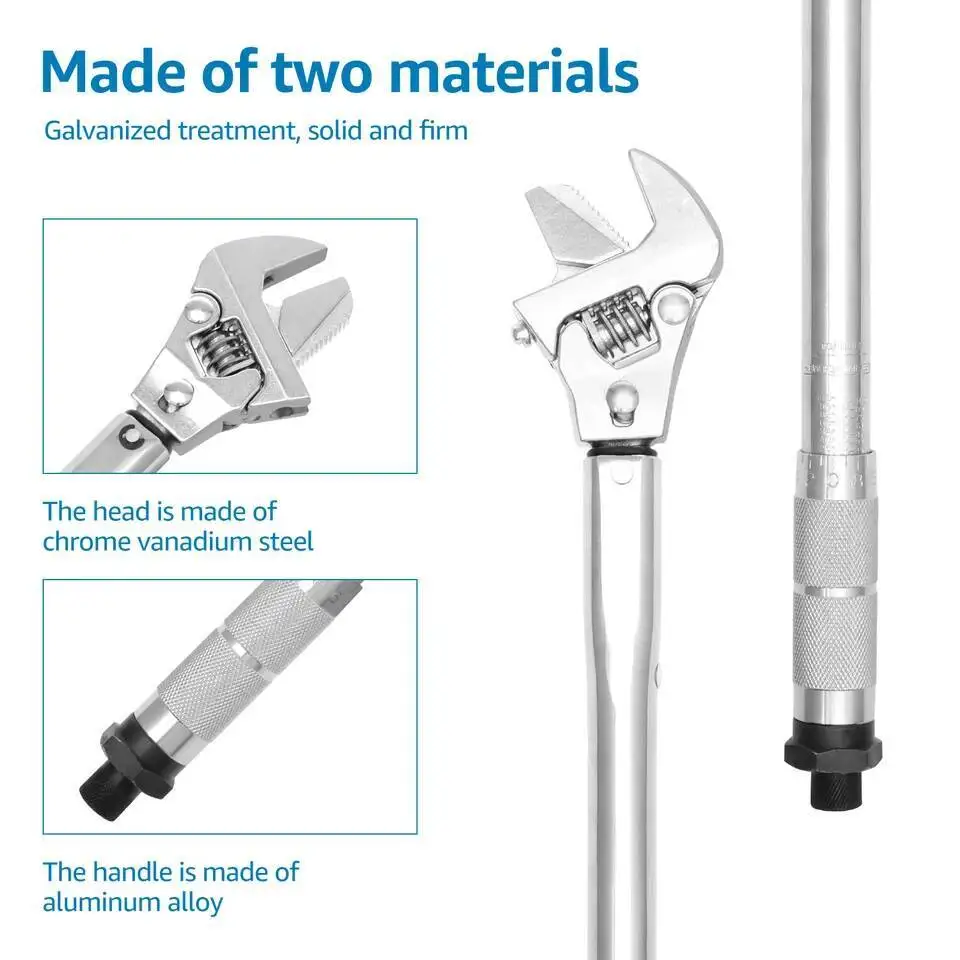 قابل للتعديل 19 إلى 110 نانومتر 43 مللي متر مفتاح ربط مفتوح 4In1 أداة إصلاح سبائك الألومنيوم مفتاح العزم