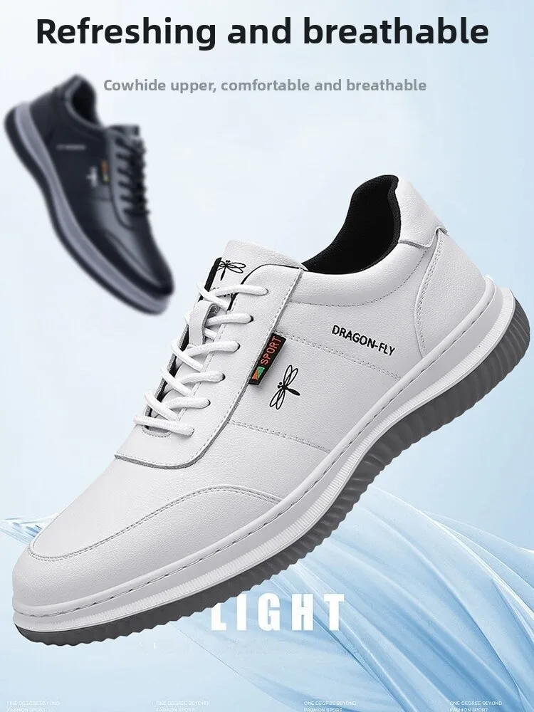 pigeon-brand-genuine-leather-men's-casual-shoes-breathable-soft-bottom-business-leisure-cowhide-shoes-korean-fashion-versatile
