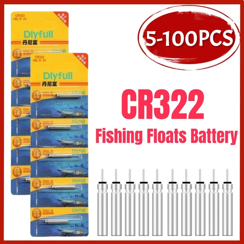 5-100PCS CR322 Fishing Float Battery Night Lithium Pin Electronic Color Change Changing Strike Cells Fishing Float Accessories