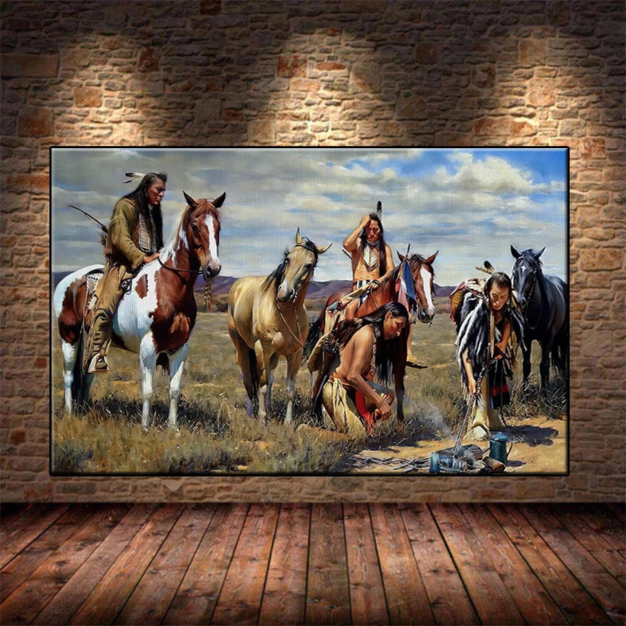 Diamond Painting Kit New Native American people ride horses Embroidery Mosaic 5D Full Drill Diamond Cross Stitch Home Decor