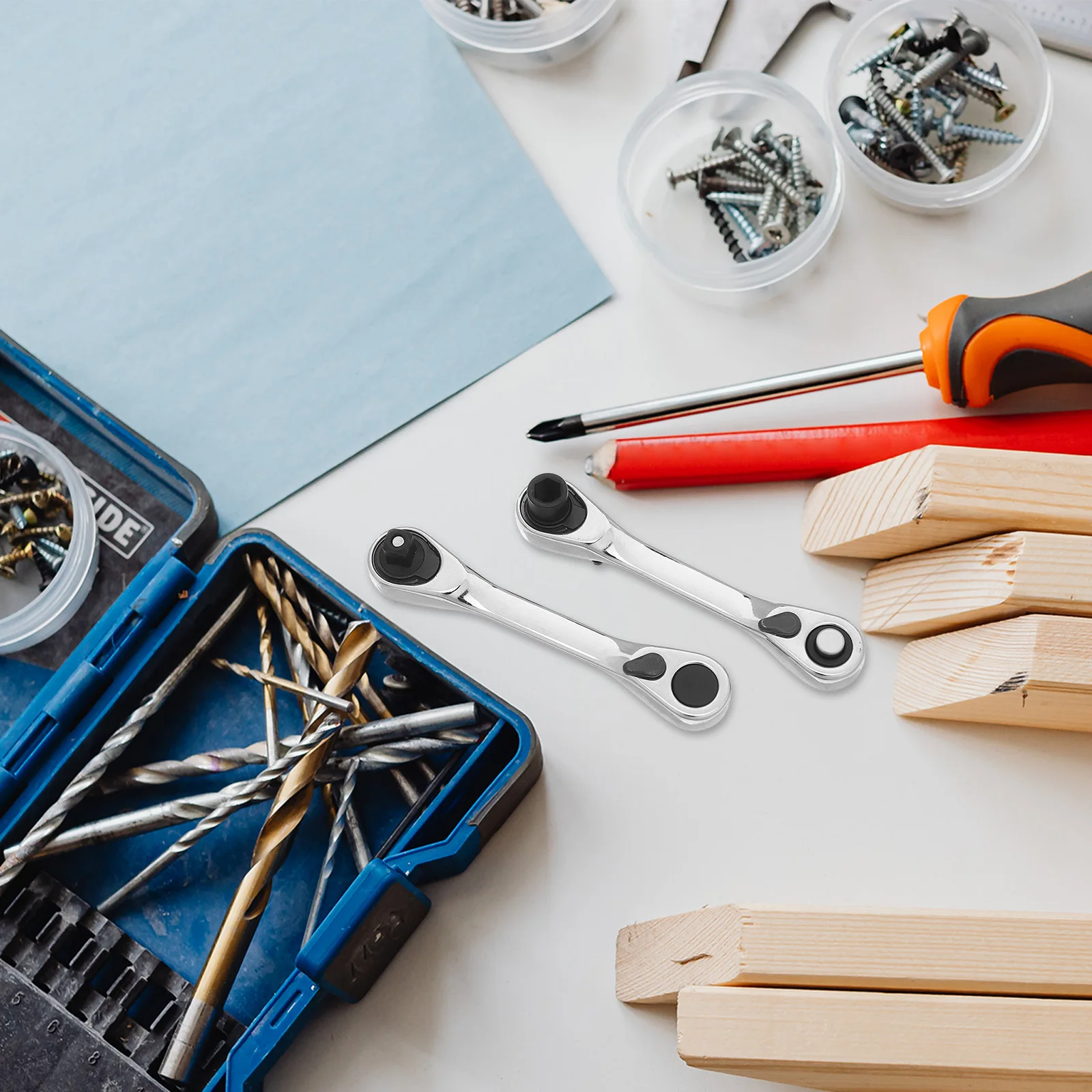 

2pcs Mini Ratchet Wrench 72-Tooth Quick Release Short Handle Compact Multifunction Double-Ended Socket Tool Automotive Repair